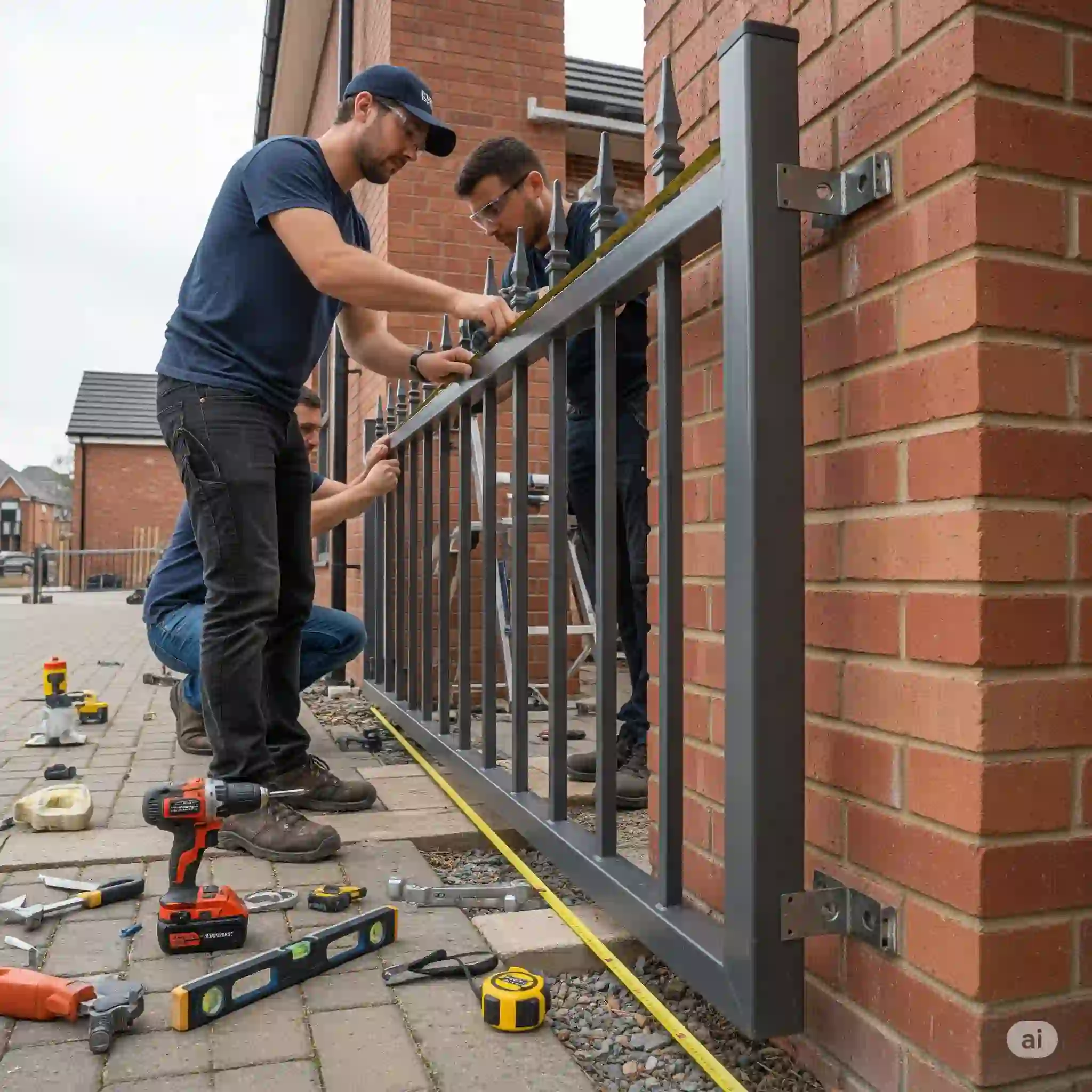 A bespoke, high-quality black metal gate securing a London property.